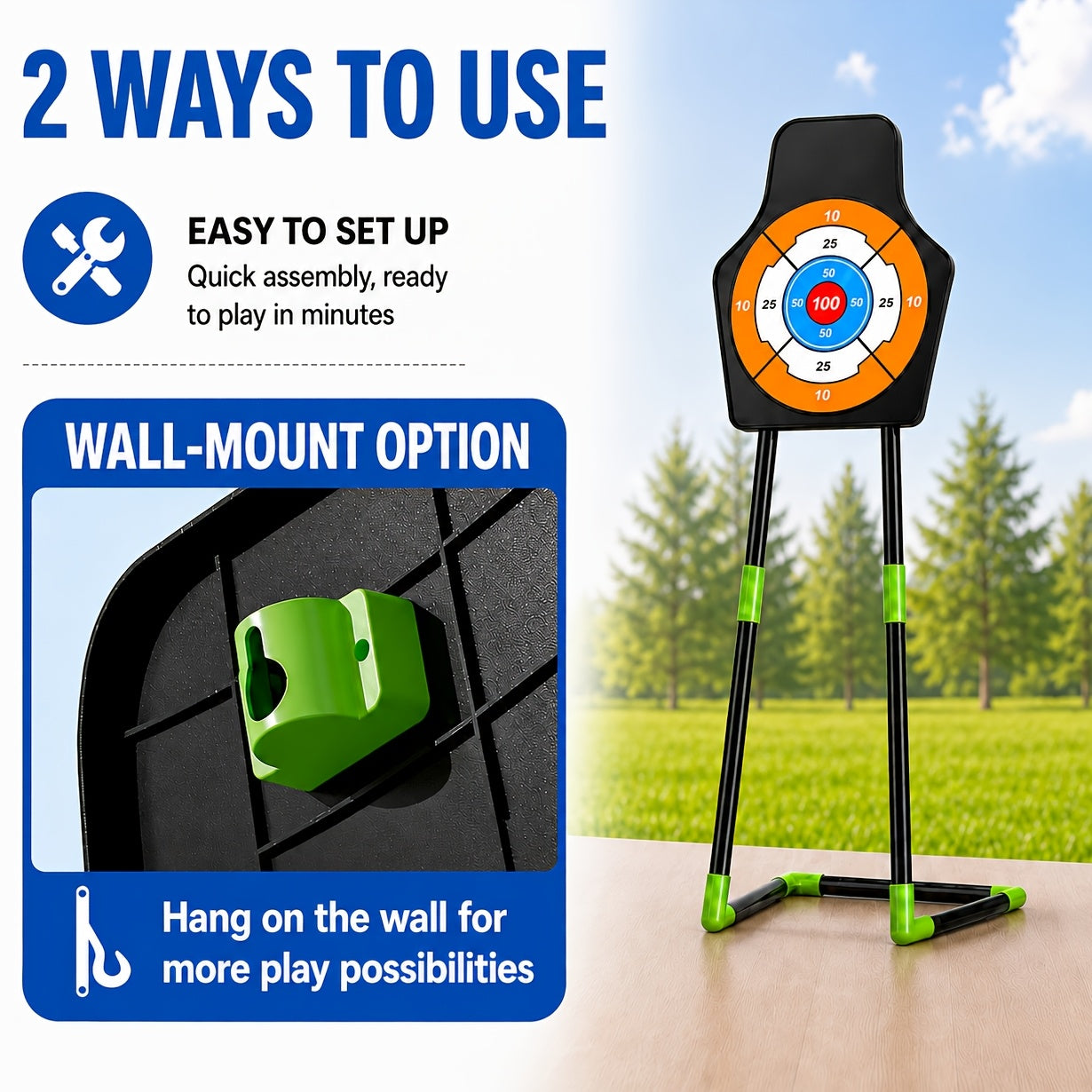 Bow and Arrow Set for Kids Ages 3+ – 10 Suction Cup Arrows, Quiver & Standing Target, Battery Free Outdoor Archery Toy – Birthday Christmas Easter Gift for Boys & Girls