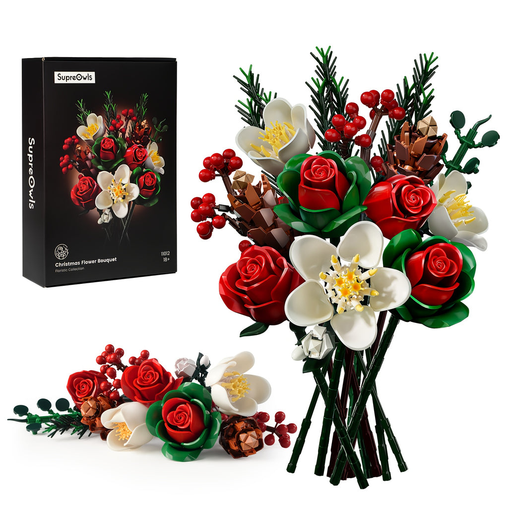 Rose Lily DIY Building Block Flower Bouquet Set Healing Flower Series Artificial Desktop Decoration Birthday Valentine's Day Mother's Day Gift for Girls Women