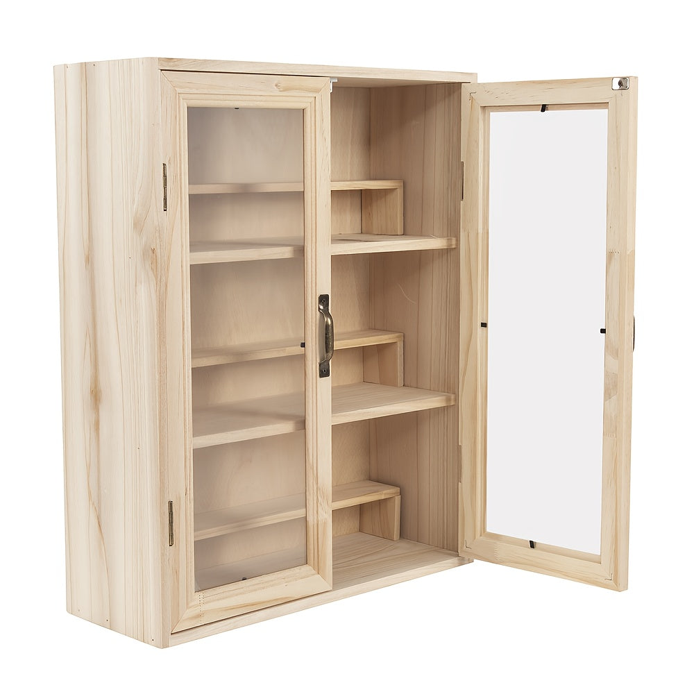 Display Cabinet for Figures & Dolls Solid Wood 6-Tier – Acrylic Door Showcase Shelf for OB11 Doll Action Figure Collectible Storage, Bedroom Living Room