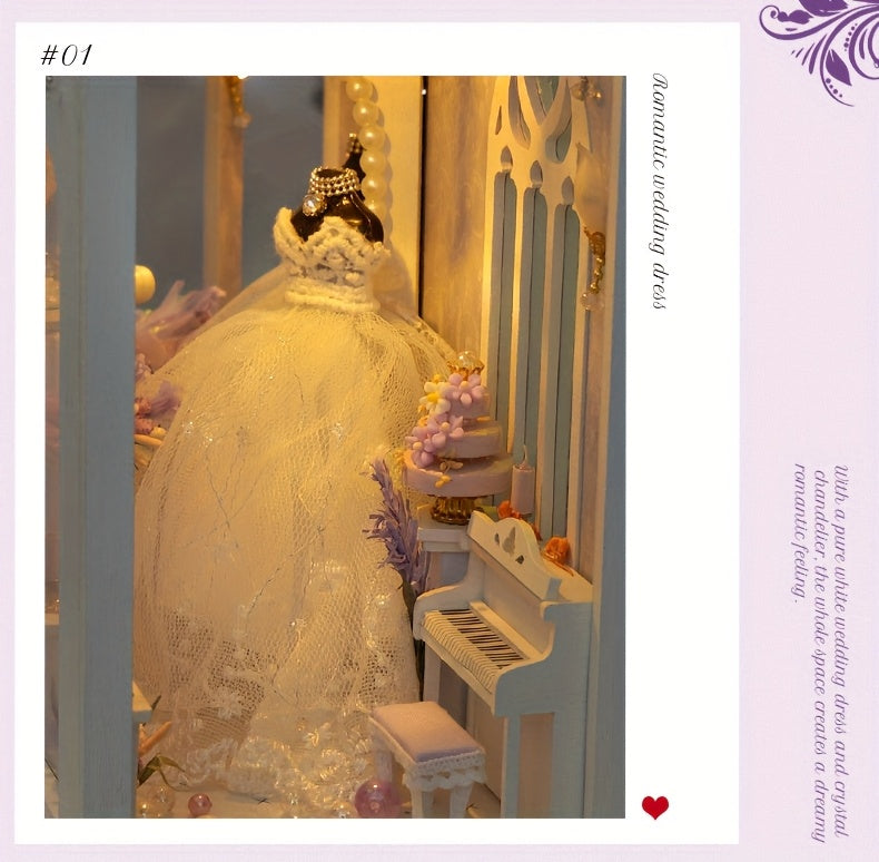 Wedding Dress Shop Miniature Dollhouse DIY Kit – Build Your Own Bridal Boutique with Furniture & Home Decor, Creative Craft Building Set for Teens Adults Ages 14+ Birthday Valentine Gift
