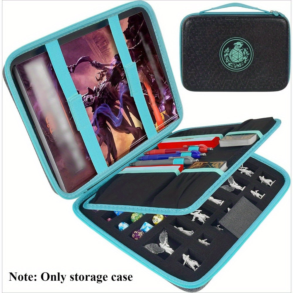 DND Dice Storage Case Tray Box for D&D MTG RPG Tabletop Games – Polyhedral Dice Holder D4-D20 with DND Miniatures Space, Case Only, Green Grey Red Black, Gift for Dungeon Masters & Gamers