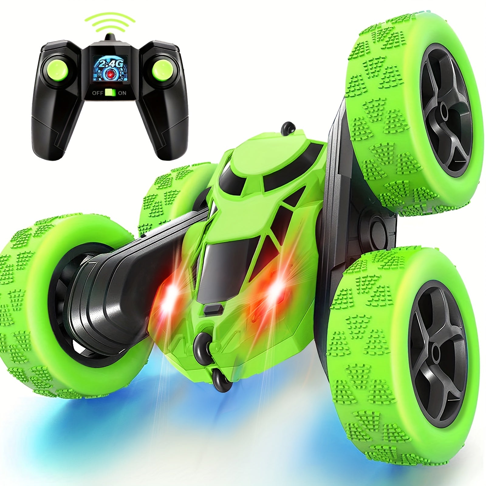 RC Stunt Car Double Sided 360 Flip 4WD Remote Control Car 2.4GHz LED Headlights 1400mAh Rechargeable Battery All Terrain Kids Boys Ages 6+ Birthday Christmas Gift