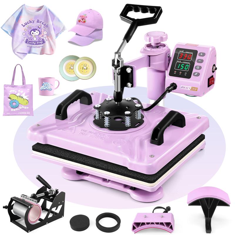 Heat Press Machine 15 x 12 Inch, AKEYDIY 360° Swing-Away Sublimation Press with Digital Timer for T-Shirts, Mugs, Hats & DIY Gifts