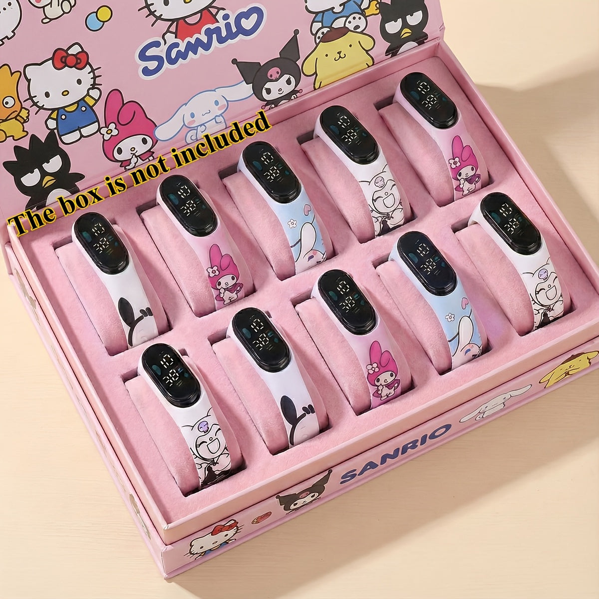 10pcs Sanrio Kids Watch Set - Cinnamoroll Kuromi My Melody Pochacco Silicone Quartz Watches 4 Mixed Colors - Birthday Party Return Gift Favor for Girls