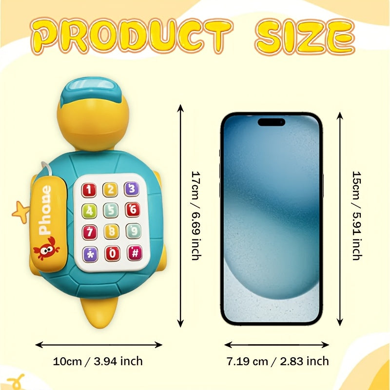 Baby Learning Tortoise Phone Toy – Interactive Musical Turtle Toy with Buttons & Sound Effects, Educational Infant Toy for Fine Motor Skills Boys Girls 6-18 Months