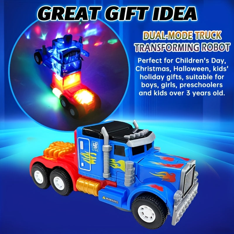 Transforming Robot Big Truck Toy with Lights and Music Automatic Transformation Obstacle Avoidance Kids Holiday Birthday Gift for Boys Girls