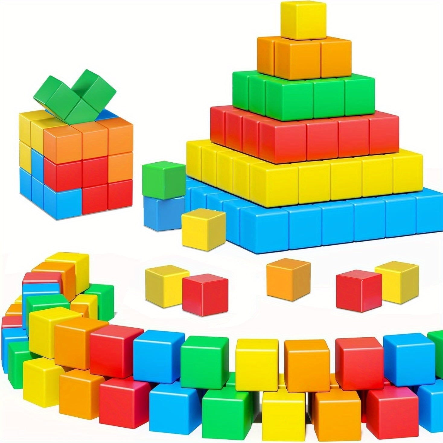 Magnetic Building Blocks for Toddlers 35 Piece STEM Sensory Cube Set – Rainbow Colors Activity Booklet for Kids Ages 3-5, Educational Construction Toy Bath-Safe Gift for Boys & Girls
