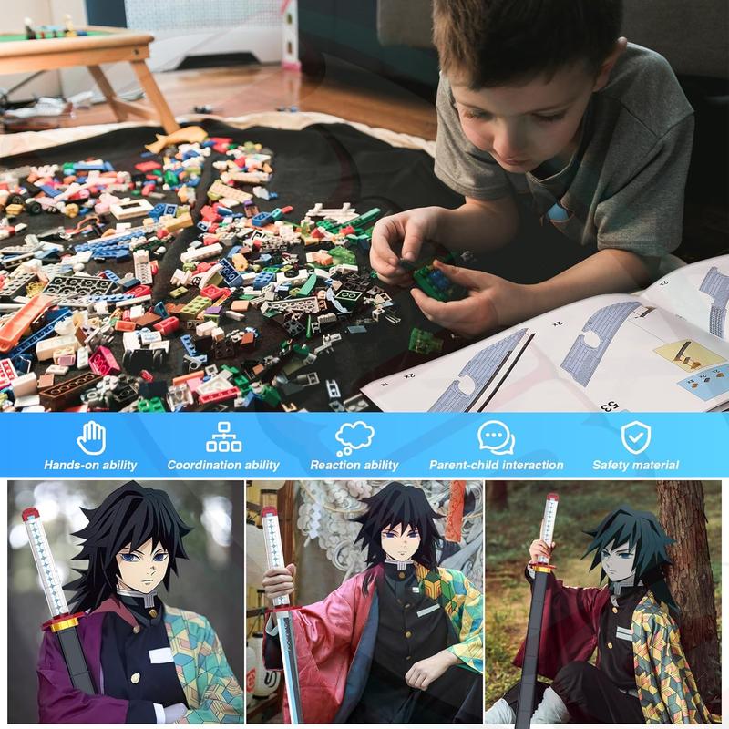 Tomioka Giyuu Sword Building Blocks Set 768 PCS - 39in Demon Anime Katana Model with Stand, Collectible Cosplay Toy Building Kit for Anime Fans, Compatible with Major Brands, STEM Display Model, Home Decoration Gift for Ages 12+ Teens Adults
