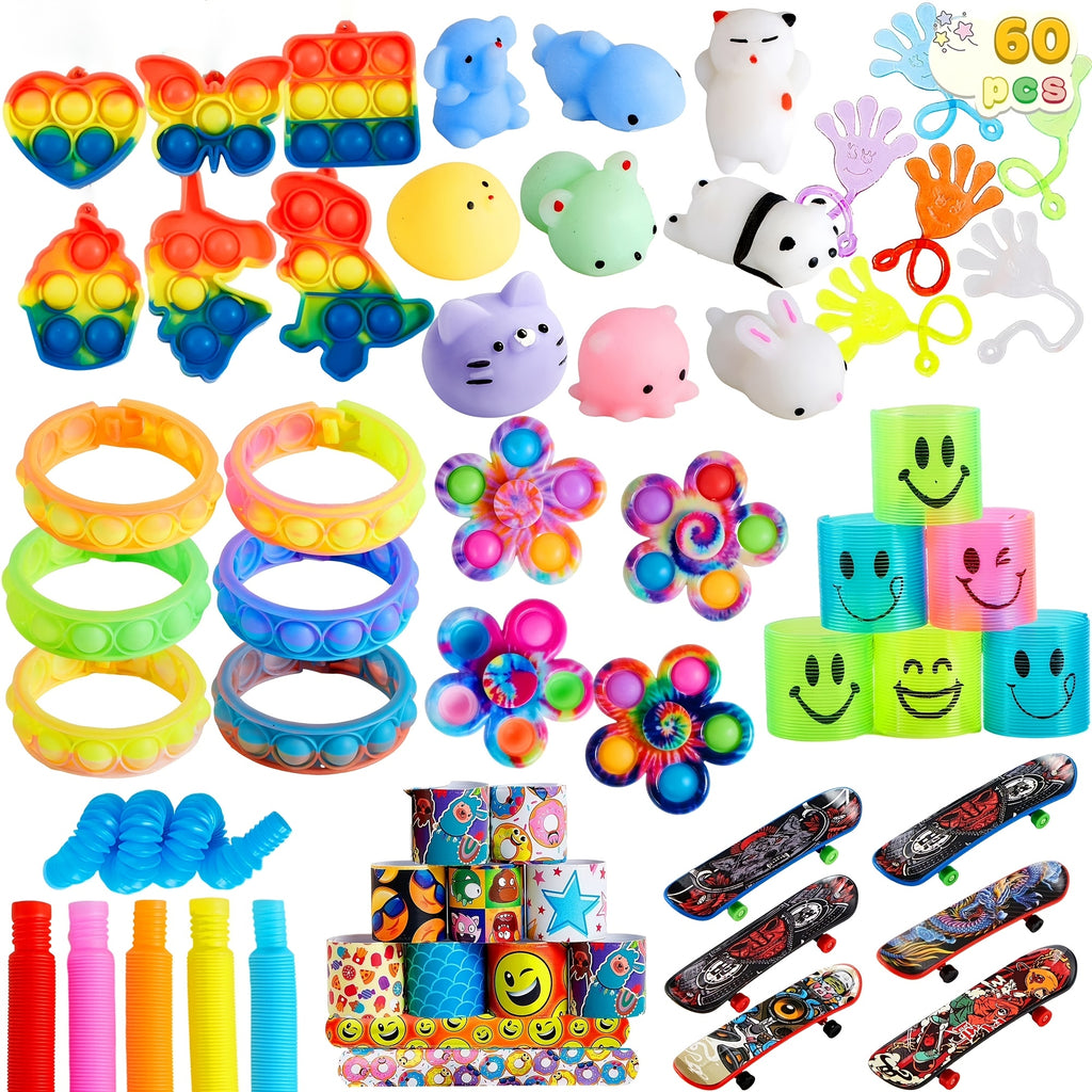 Bulk Party Favors Fidget Toys 60pcs 9 Styles Kids Goodie Bag Fillers Birthday Pinata Stuffers Classroom Prizes Stocking Stuffers Boys Girls