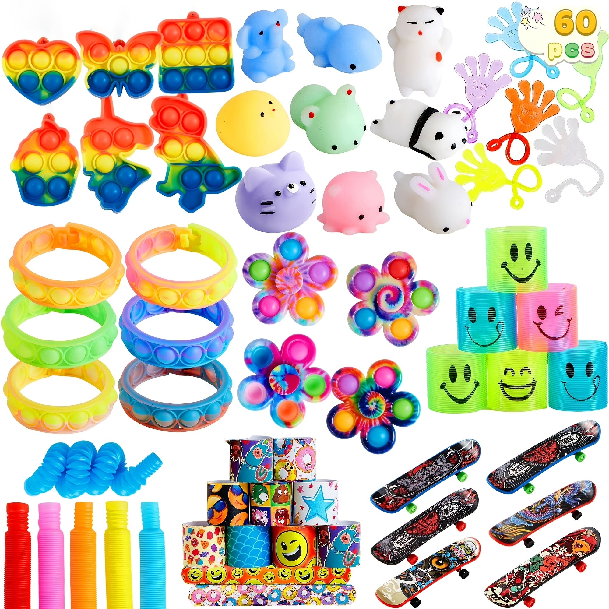 Bulk Party Favors Fidget Toys 60pcs 9 Styles Kids Goodie Bag Fillers Birthday Pinata Stuffers Classroom Prizes Stocking Stuffers Boys Girls