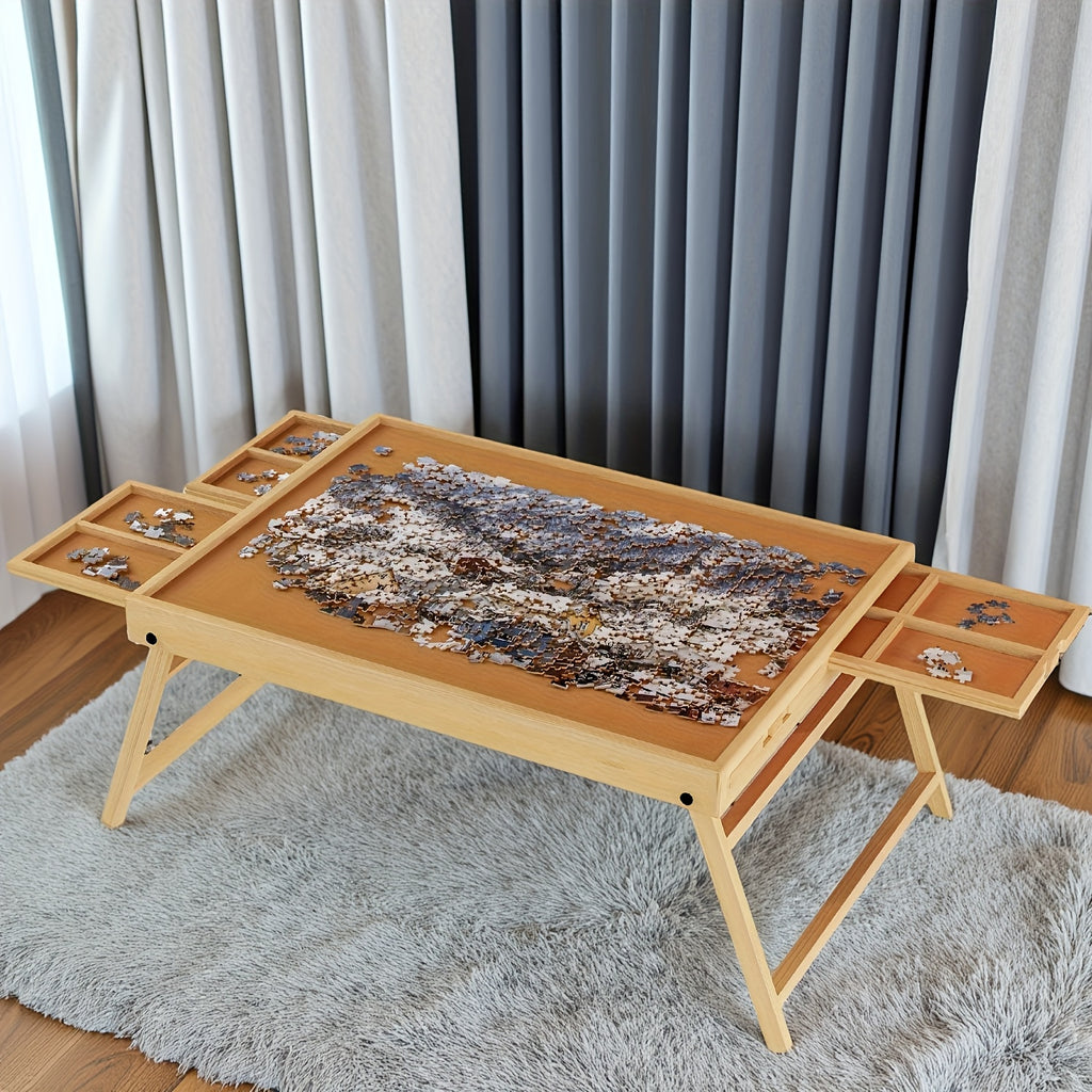 Puzzle Table 1000 Pieces 2-in-1 Tilting Stand & Lid 6 Drawers Ultralight Portable Puzzle Board for Adults Puzzle Lovers Gift Ergonomic Jigsaw Work Station