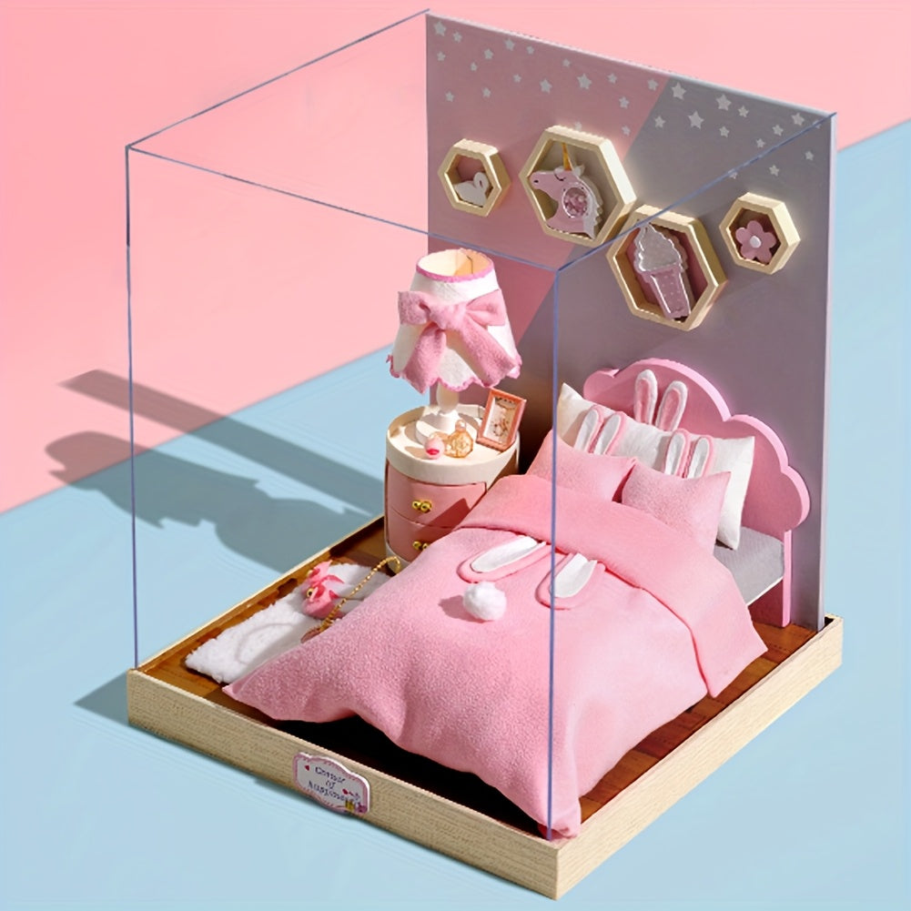 DIY Mini Dollhouse Puzzle Kit with Dust Cover – Small Miniature House Model No Glue Needed 4 Styles Tea Time Flavor Life Heartbeat Creativity Desktop Decor Gift Teens Ages 14+