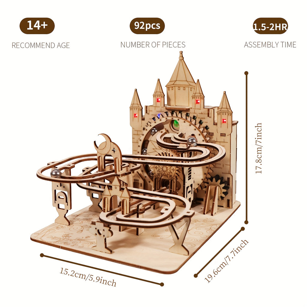 3D Electric Marble Run STEM Construction Set – Handmade Logic Building Toy, Educational Marble Track Kit for Kids, Creative Brain Puzzle Gift