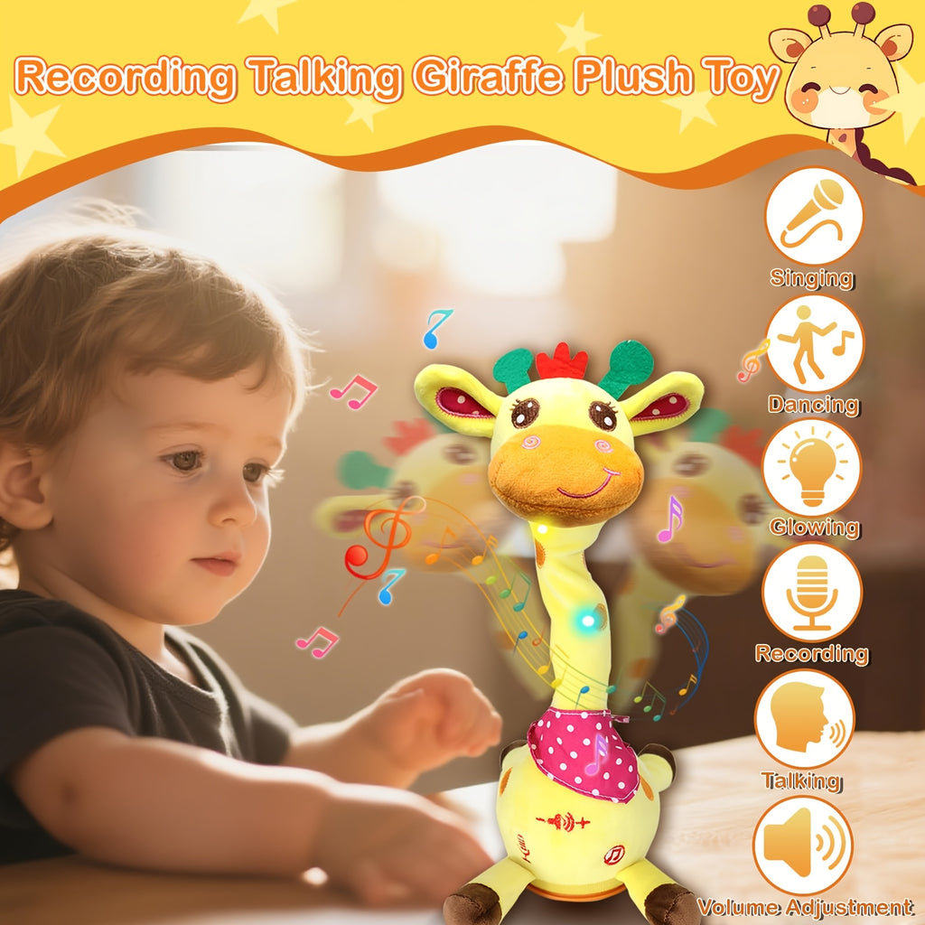 Dancing Talking Giraffe Toy for Baby Toddler 60 Songs Glowing Musical Stuffed Animal Repeats What You Say Interactive Gift for Boys Girls Ages 0 Months+