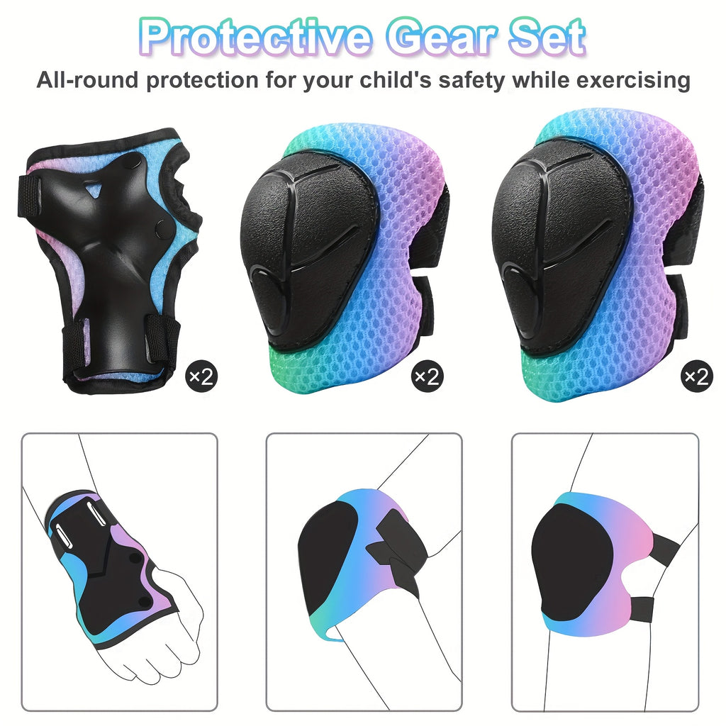 Kids Bike Helmet with Knee and Elbow Pads Set Ages 5+ - Lightweight Protective Safety Gear for Boys Girls, Complete Protection Kit for Cycling Skating Skateboarding Scooting, Birthday Gift