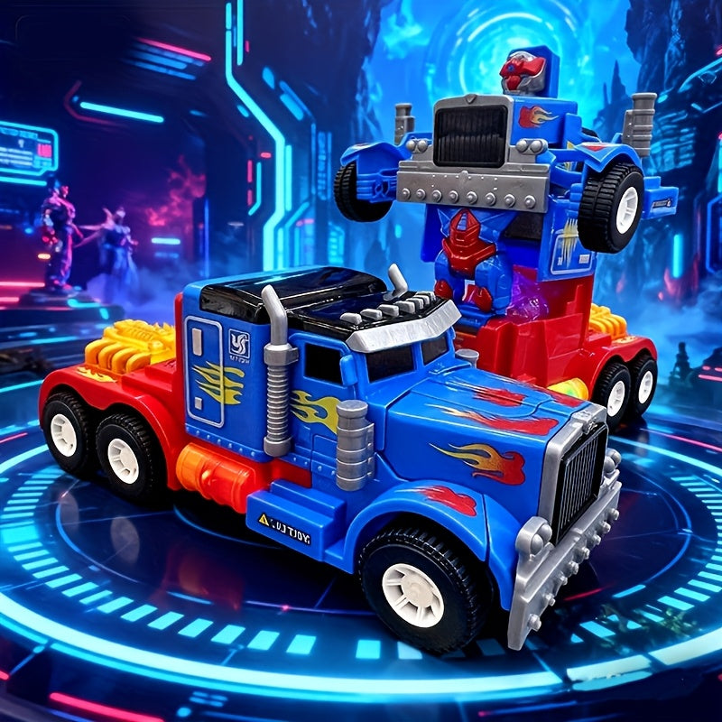 Transforming Robot Big Truck Toy with Lights and Music Automatic Transformation Obstacle Avoidance Kids Holiday Birthday Gift for Boys Girls