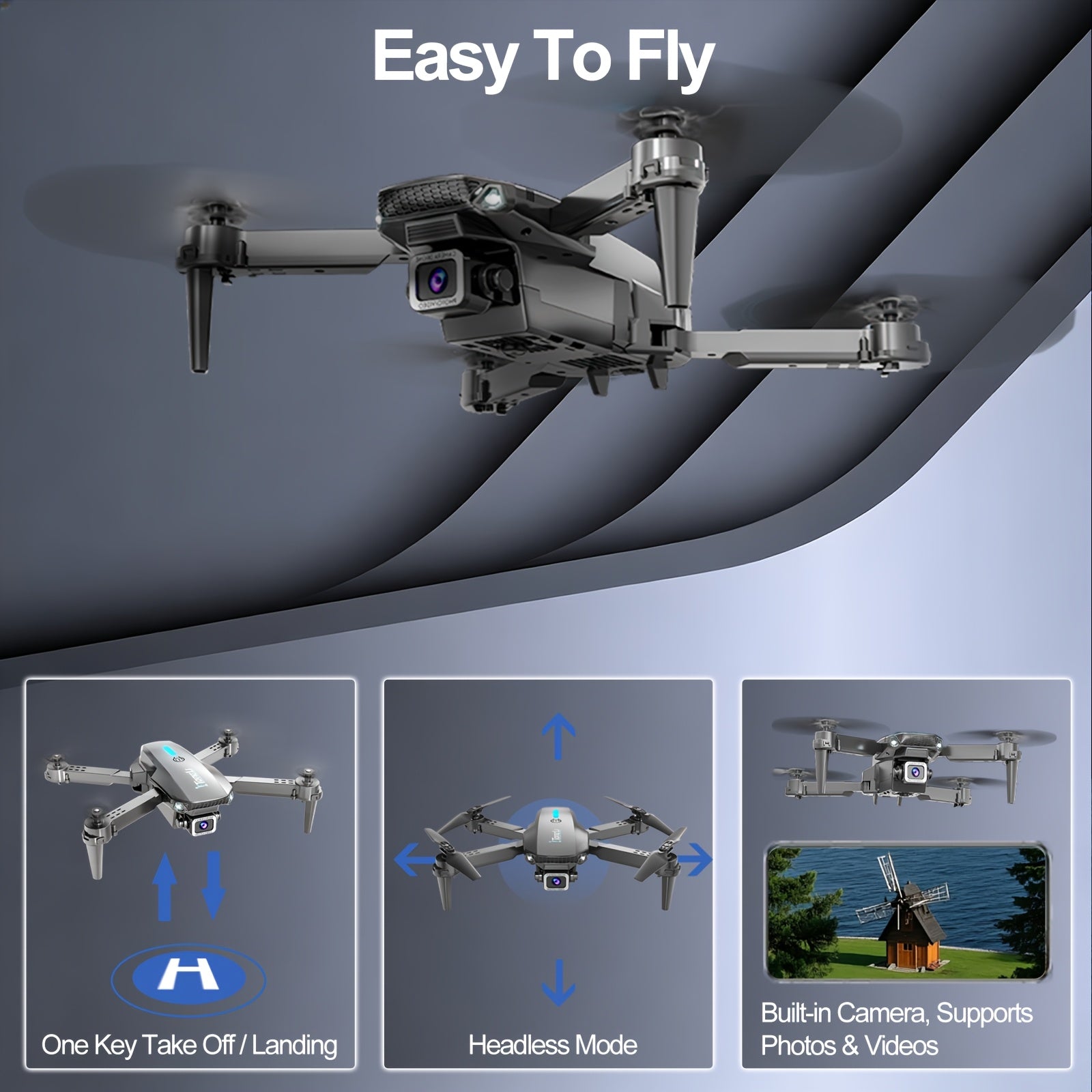 Tongli DR1916RL Beginner RC Drone, One-Key Takeoff Landing & Return, Altitude Hold, Headless Mode, 360° Flips, 3-Speed Adjustment, Easy to Fly for Ages 14+, Perfect Starter Gift