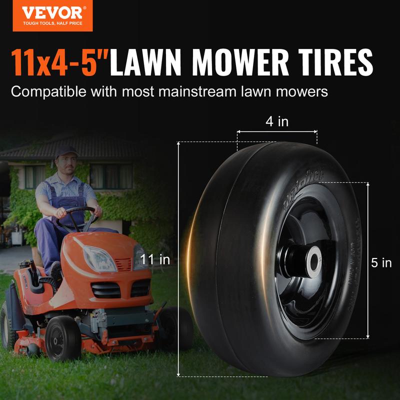 Lawn Mower Replacement Tires by VEVOR, Solid Flat-Free and Pneumatic Options with Center or Offset Hubs for Lawn Tractor Wheel Maintenance