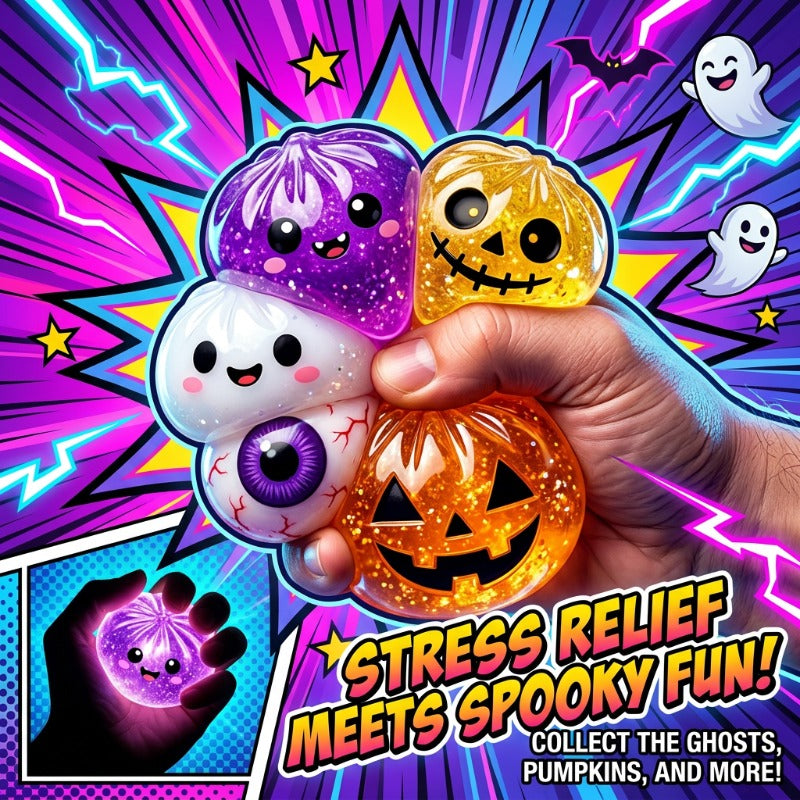 Halloween Squishy Slow Rise Toy Set 10pcs – Spooky Themed Buns & Steamer Bases Sensory Squeeze Toys – Bulk Halloween Party Favors for Goodie Bags, Classroom & Office