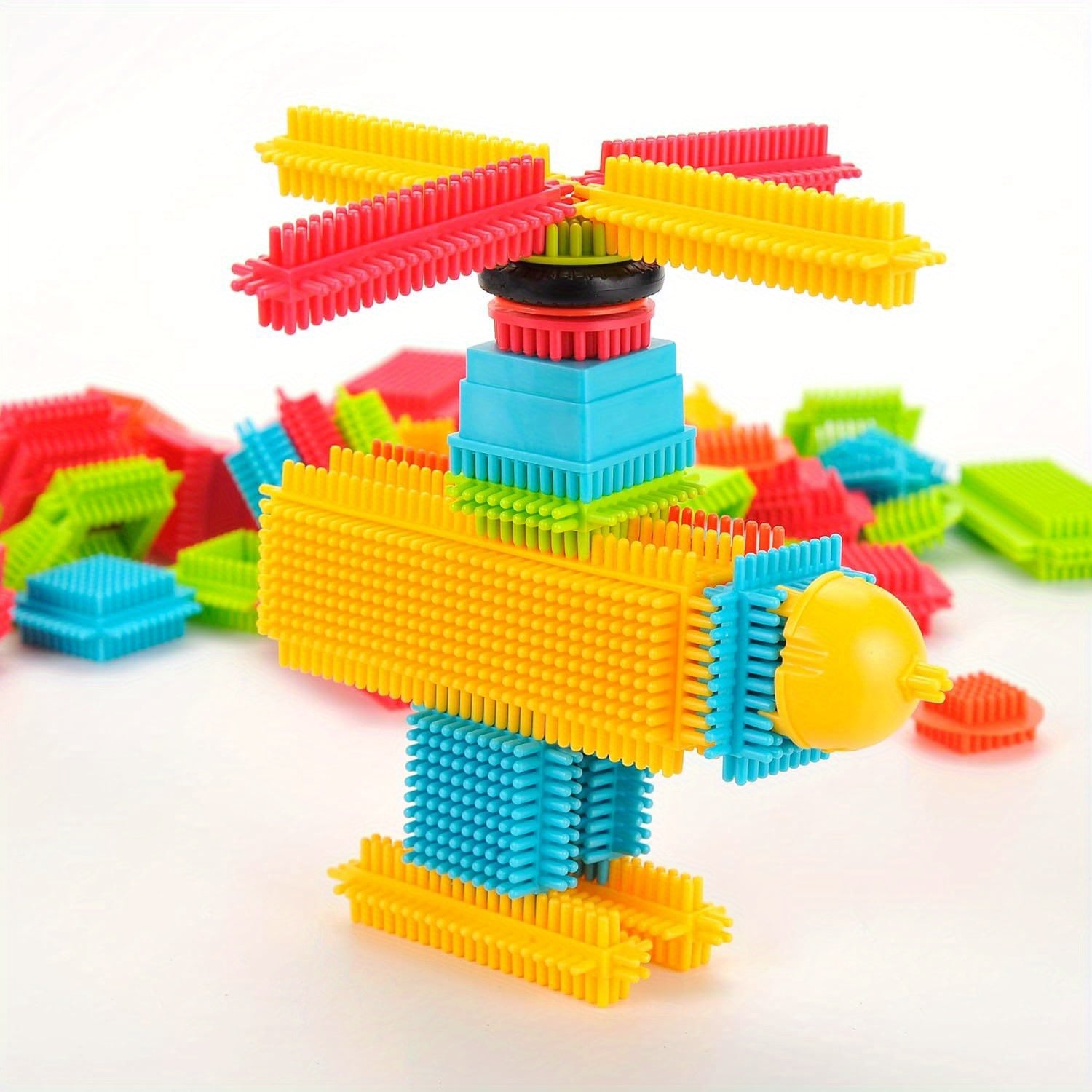 150pcs Hedgehog Interlocking Soft Bristle Building Blocks Set - Educational STEM Toy for Preschoolers, Toddler Learning Gift for Birthdays & Holidays