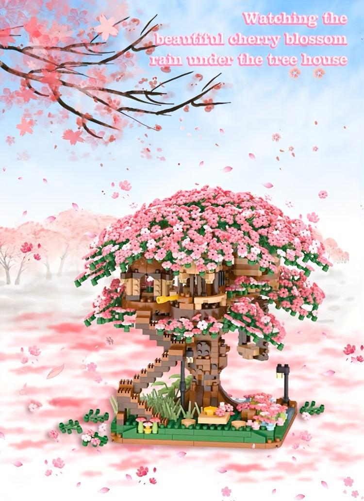 Sakura Cherry Blossom Tree House Building Blocks 2028 & 1020 Piece – DIY Mini Brick Assembly Set, Collectible Desk Decor Model for Home Display, Relaxing Gift for Teens Adults Boys Girls