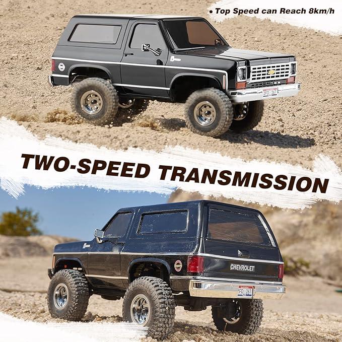 RC Rock Crawler FMS Chevy K5 Blazer FCX24S, 1/24 Scale RTR 4WD Electric SUV with 2.4GHz 3-Channel Remote Control and Batteries