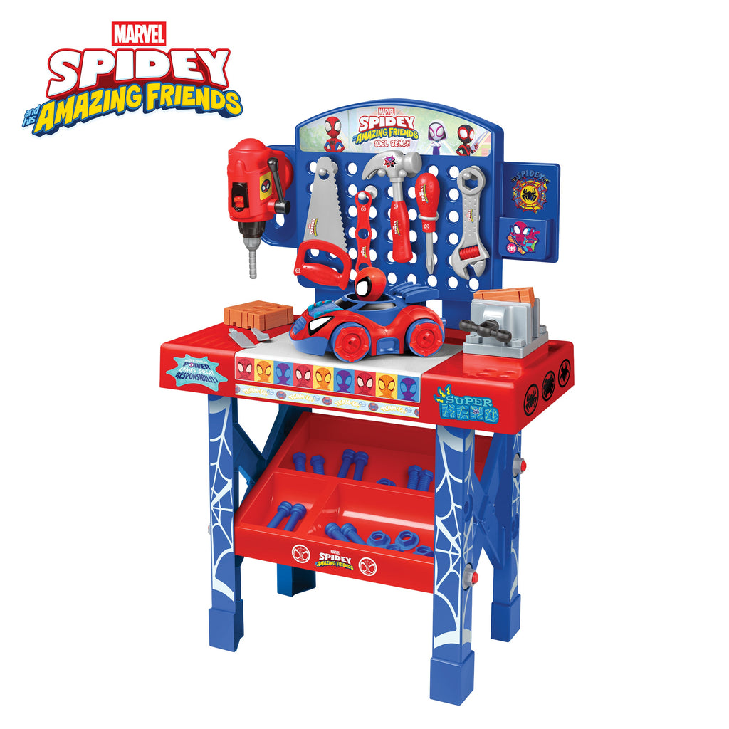 Spidey and His Amazing Friends Tool Bench Playset 55 Pieces with Take Apart Car Superhero Toy for Kids Toddlers Boys Birthday Christmas Gift