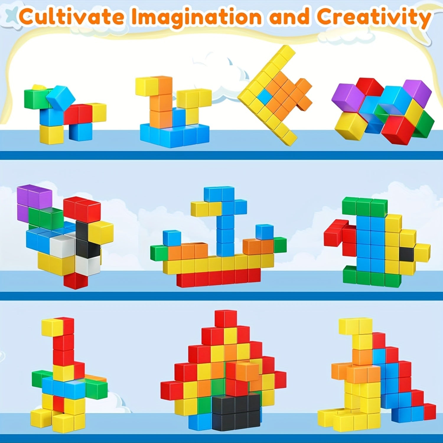 Magnetic Building Blocks for Toddlers 35 Piece STEM Sensory Cube Set – Rainbow Colors Activity Booklet for Kids Ages 3-5, Educational Construction Toy Bath-Safe Gift for Boys & Girls