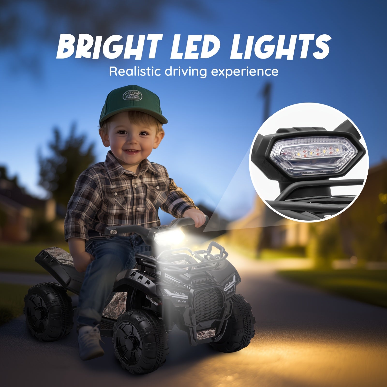 Kids Ride-On ATV 4-Wheeler 6V Electric Quad with Treaded Tires Rubber Handles & Push-Button Start – Safe Toddler Toy for Ages 18-36 Months Boys Girls