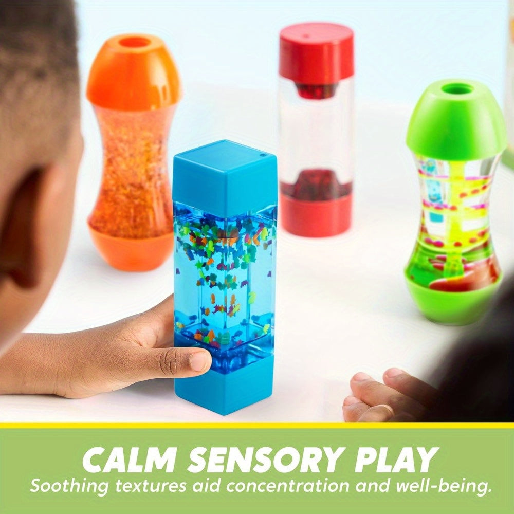 Fidget Tube Toys 4 Pack for Kids – Sensory Calming Tubes for Autism ADHD Stress Relief, Calm Down Corner Supplies, Speech Therapy, Birthday Christmas Gift