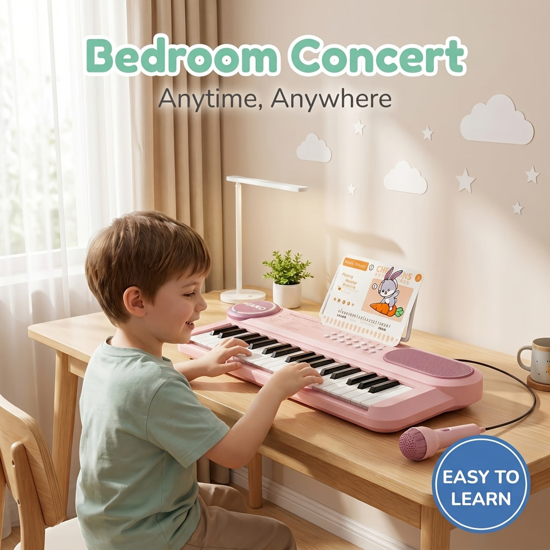 Kids 37-Key Electronic Keyboard Piano with Microphone Multifunctional Educational Music Instrument Toy – Birthday Gift for Boys Girls Toddlers