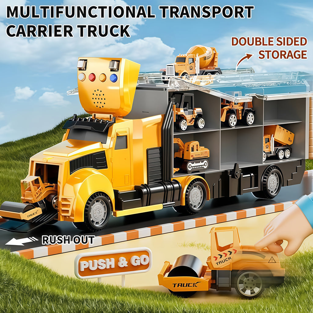 Diecast Toy Cars for Kids Ages 3-9 – Construction Truck Set & Dinosaur Toy Car – Excavator Play Vehicles Boys Girls Birthday Christmas Gift