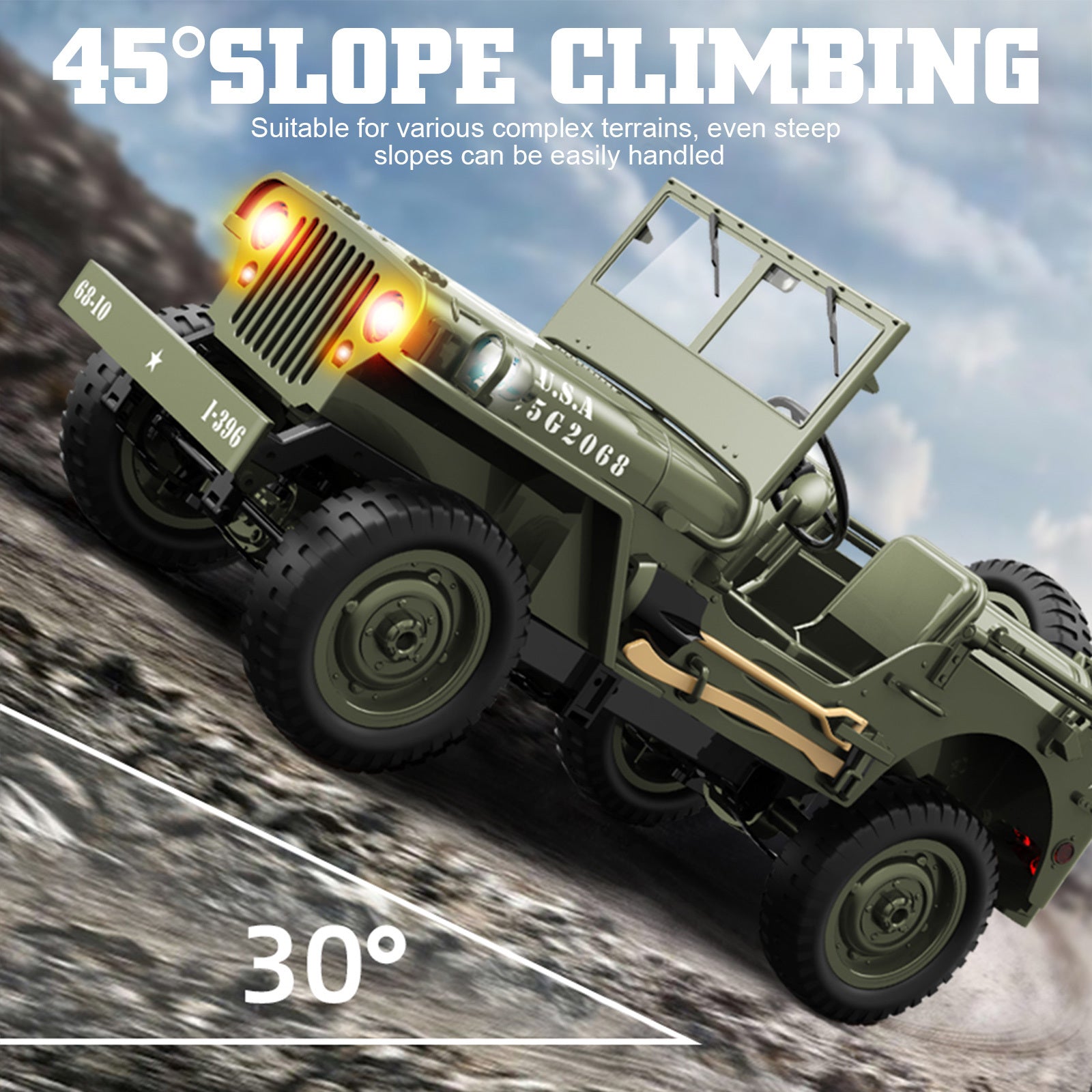 RC Truck 1:10 Scale 4WD 4x4 Off Road Remote Control Car Full Proportional 2 Rechargeable Batteries All Terrain Big RC Vehicle Gift for Boys Youth