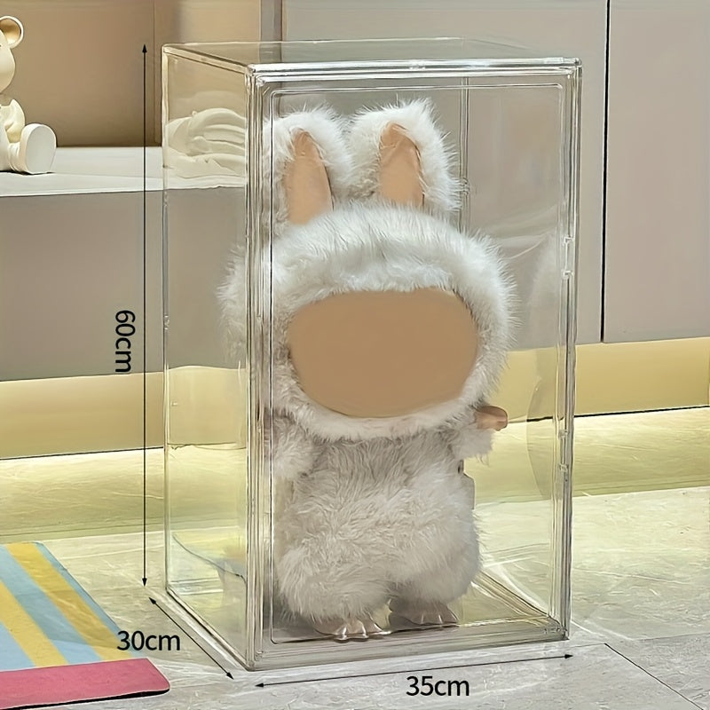 XXL Acrylic Display Case with Magnetic Door for LABUBU Figures Plushies & Collectibles – Crystal Clear Dust-Free Organizer Box, 1pc or 2pcs Set, Gift for Collectors Anime Funko Pop Fans