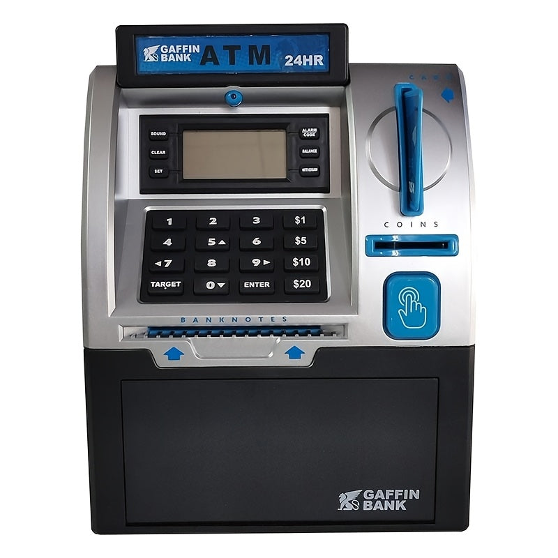 Electronic Money Bank with Debit Card Cash Scanning - ATM Savings Box Coin Bill Slot Balance Calculator Digital Password Safe Kids Gift