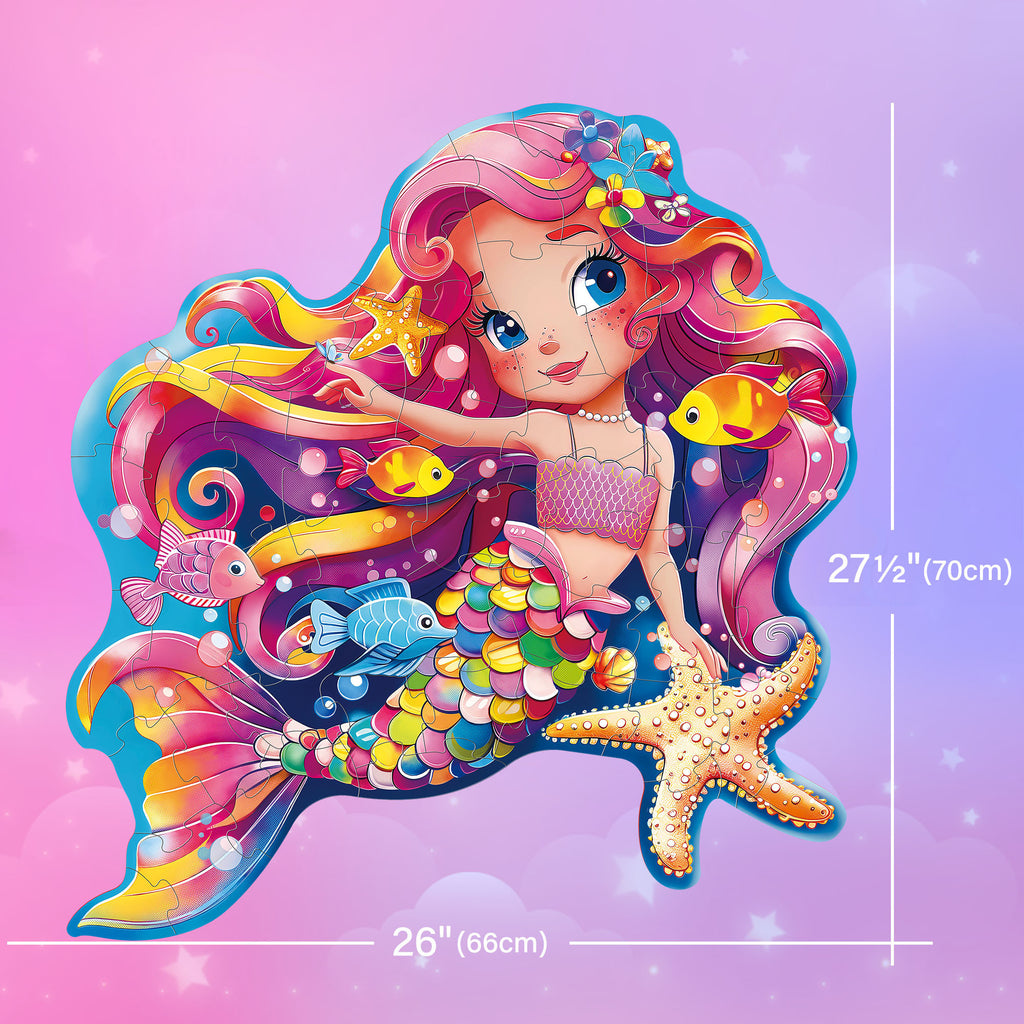 Large Floor Puzzle for Kids Ages 3-6 – Mermaid & Farm Animals Jigsaw Puzzle Set, Preschool Educational Toy for Boys Girls, Best Christmas Birthday Gift