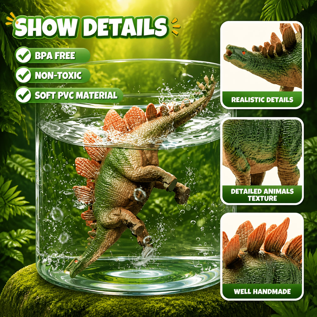Dinosaur Toys Playset 46 Pcs for Kids – Realistic Jurassic Dinosaur Figures with Eggs, Trees & Fence, Build a Dino World, Educational Gift for Boys & Girls Ages 3+