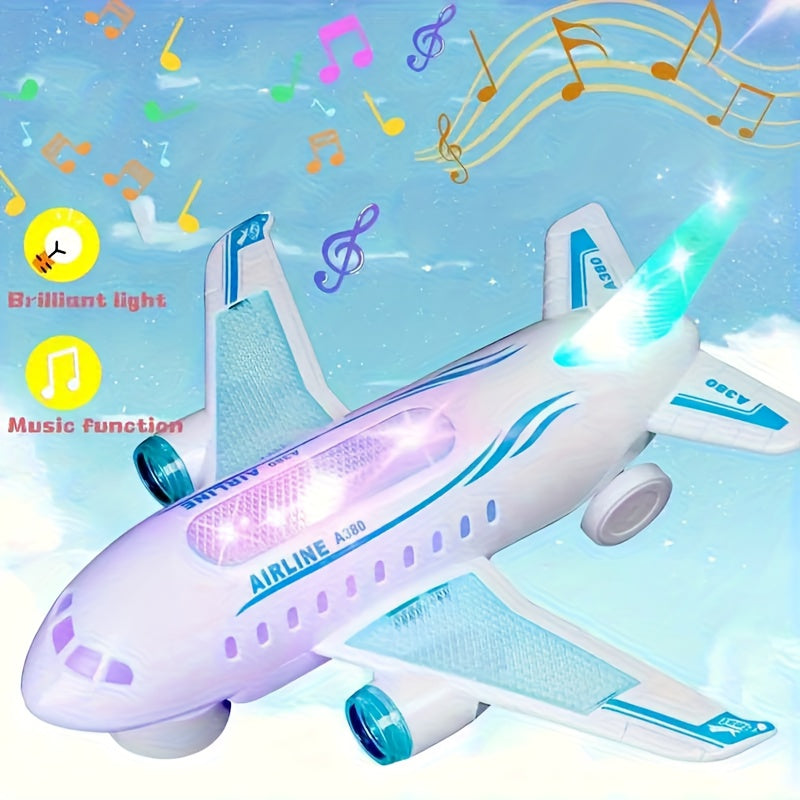 Interactive LED Light & Sound Electric Airplane Toy for Kids Ages 3+ – Battery-Powered Aircraft with Lights & Realistic Sounds, Christmas & Holiday Gift