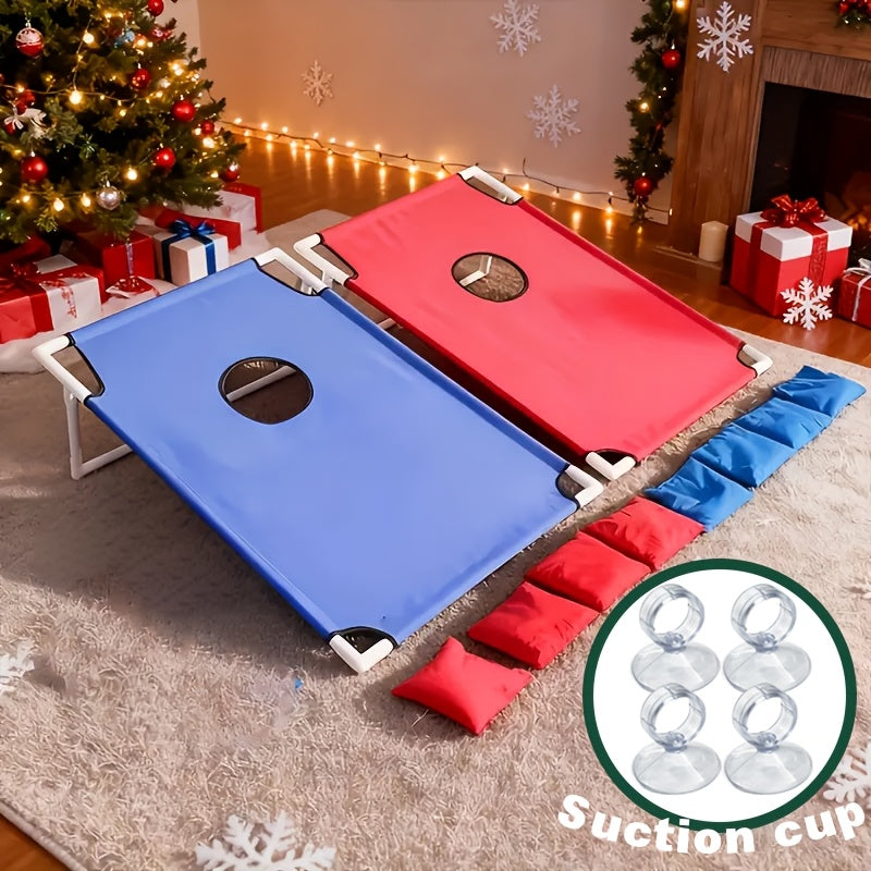 Bean Bag Toss Game Set Portable Cornhole Board – Foldable Outdoor Backyard Game with 12 Bean Bags & Storage Bag – Family Party Camping Lawn Game for Kids & Adults, Red or Blue