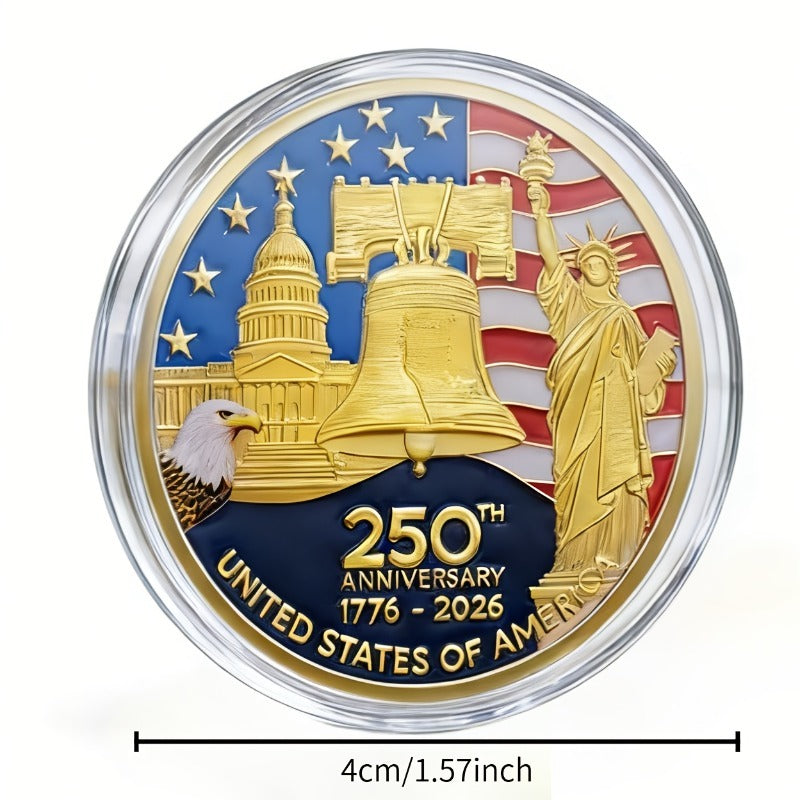 America 250th Anniversary Coin Set 2026 12pcs 1776-2026 USA Bicentennial Eagle Challenge Commemorative Medallion with Acrylic Cases Collector Gift