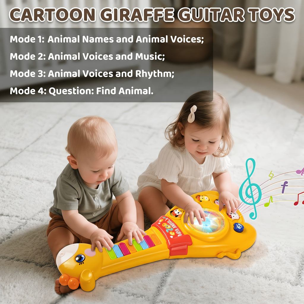 Baby Giraffe Guitar Musical Toy for 12 Months+ – Piano Keys, Animal Sounds & 8 Songs, Flashing Lights, Educational Learning Toy for Toddlers 1 Year Old Boys Girls, First Birthday Christmas Gift