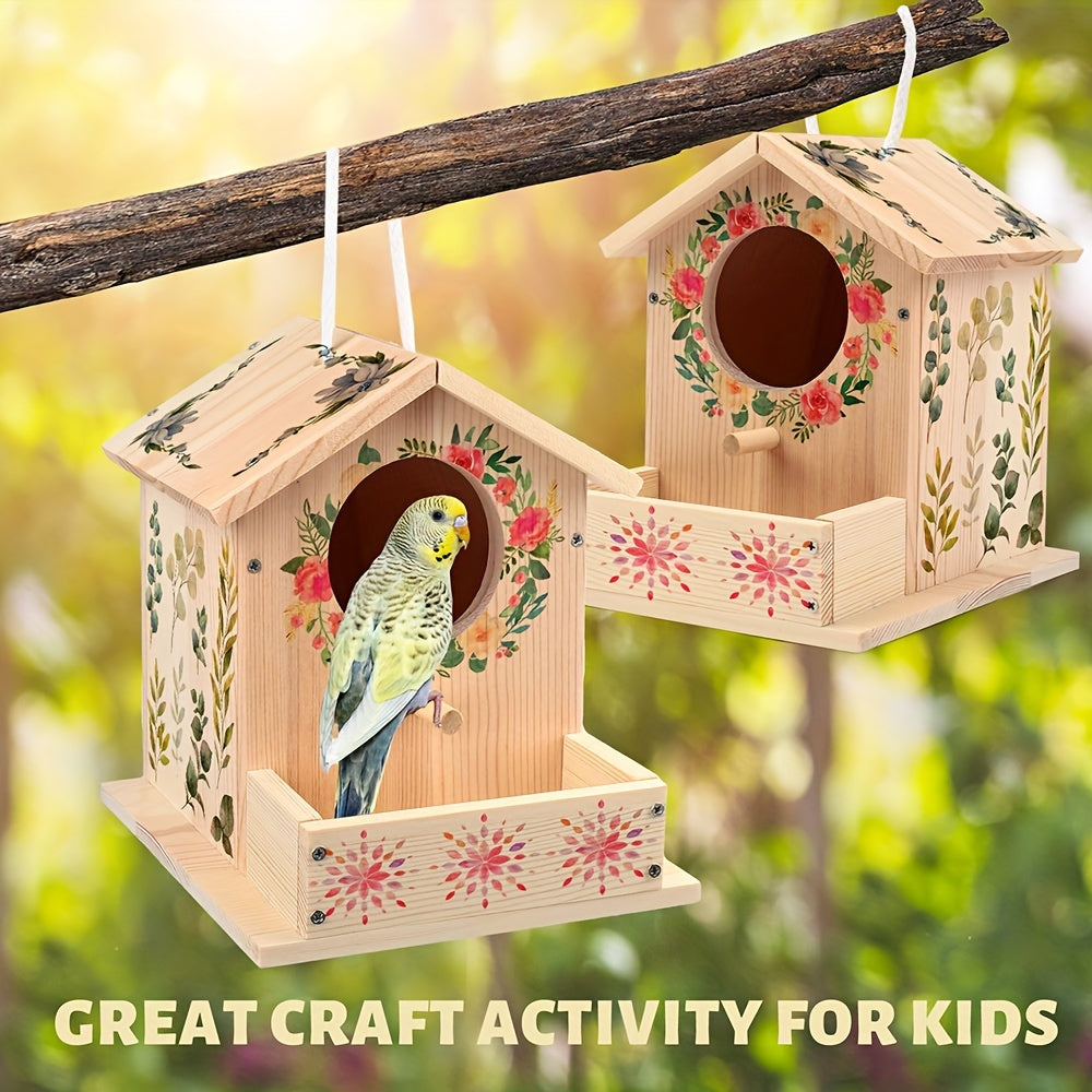 Wooden Birdhouse Kit for Kids Build & Paint Your Own 2-Pack DIY Arts Crafts Set with Brushes Paint Family Activity Birthday Christmas Gift for Boys Girls
