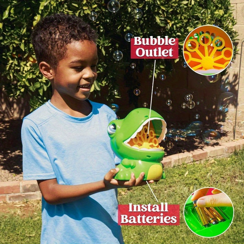 Dinosaur Bubble Machine Gun for Kids – 5000 Bubbles/Min with Bubble Solution Included, Outdoor Indoor Summer Toy, Dinosaur Party Favor Birthday Gift Green