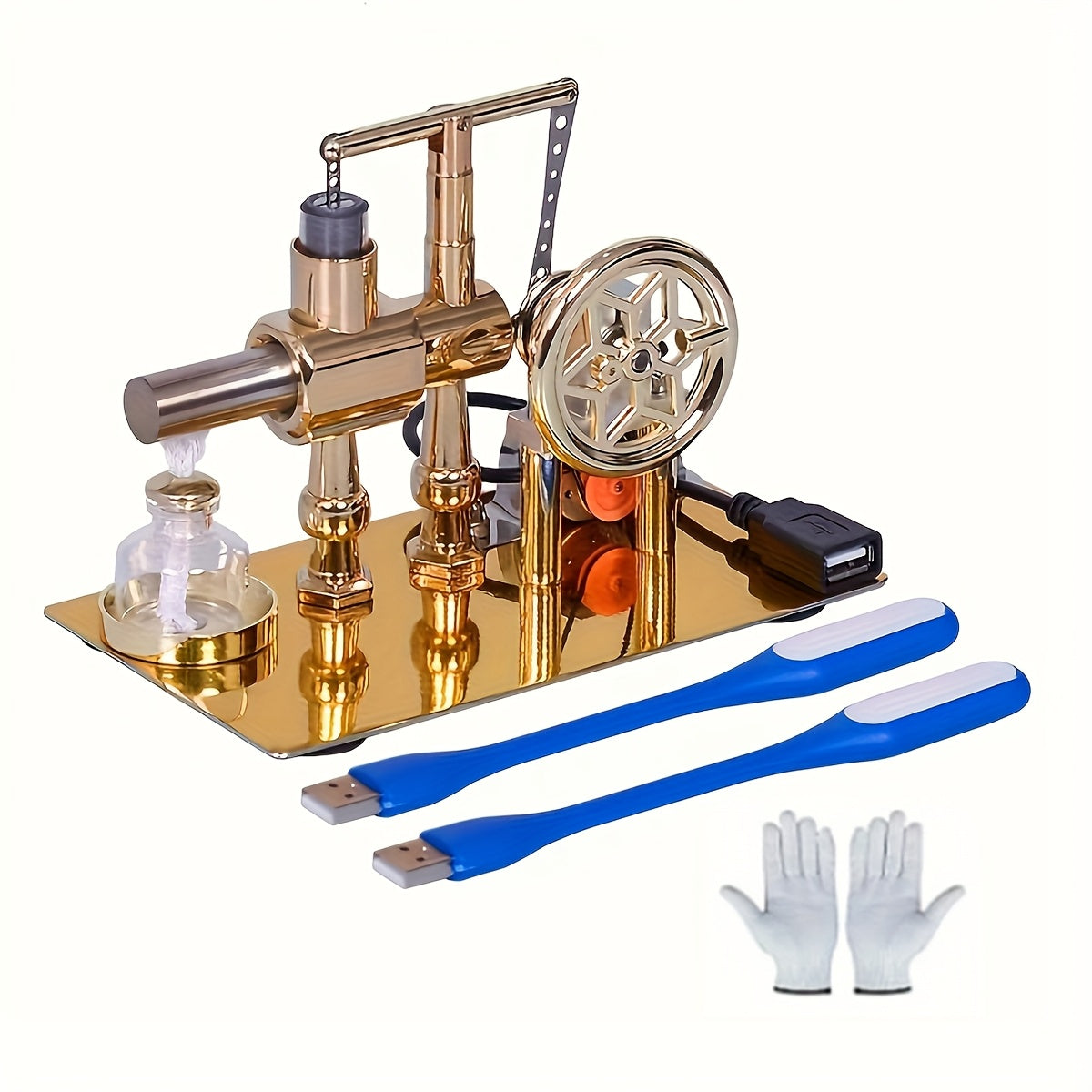 Stirling Engine Generator Kit Single Cylinder Stainless Steel – Educational Physics Science Experiment Model for STEM Hobbyists & Inventors