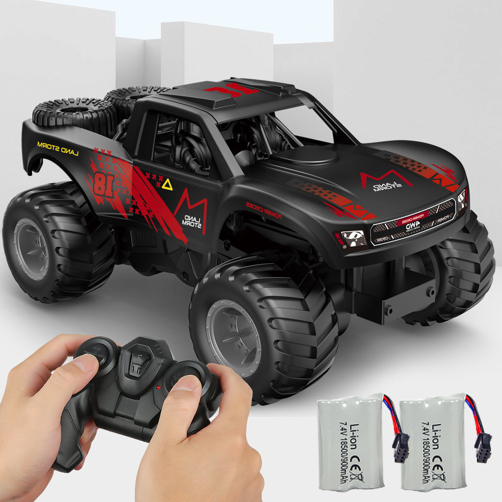 Amphibious RC Monster Truck 1:16 Scale 4WD Waterproof - 2 Rechargeable Batteries, All Terrain Off-Road RC Car for Kids Boys Ages 4-7, Birthday Gift