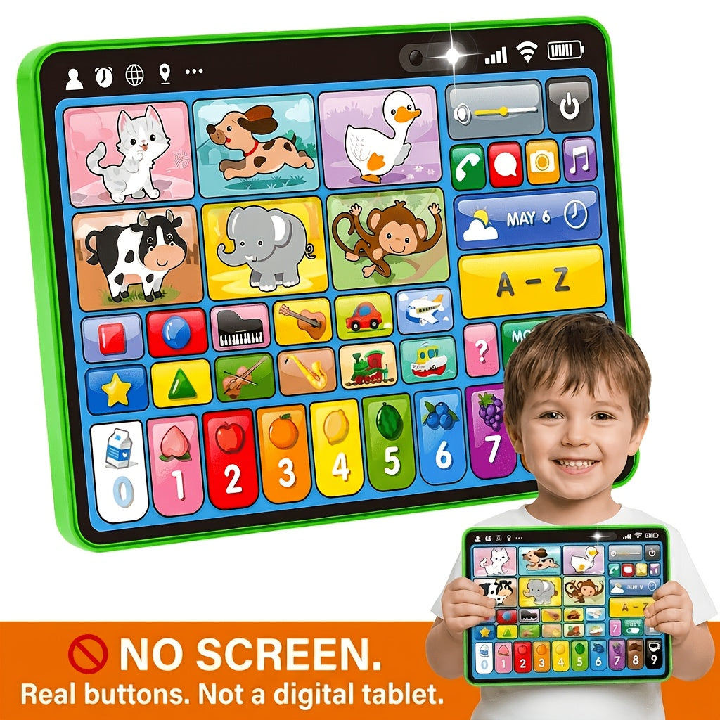 Trilingual Learning Tablet for Toddlers 1-3 Years – Educational Toy with Music & Sound, 39 Buttons Alphabet Numbers Animals, Speech Therapy Toy for Boys Girls, Baby Birthday Gift