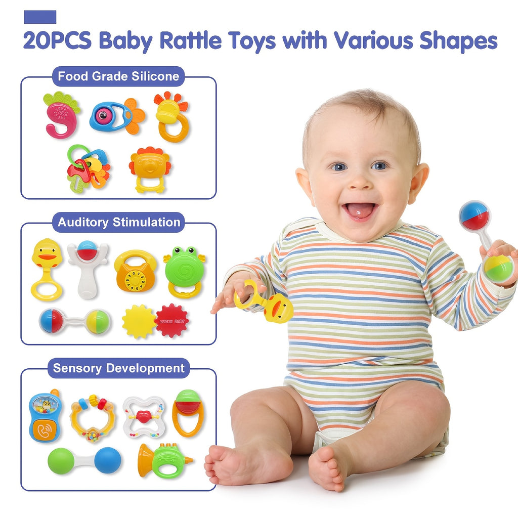 Baby Rattle Toy Set with Sound - Musical Toys for Babies Toddlers, Sensory Sound Rattle Gift Set for Boys Girls, Preschool Learning Toy, Birthday Easter Christmas Gift for Infants Kids
