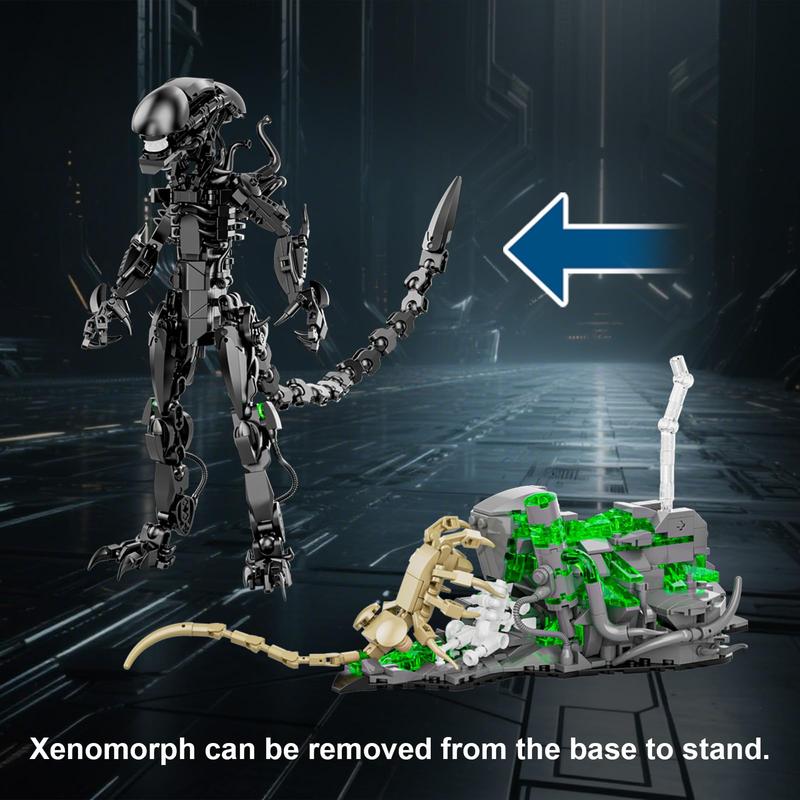 Xenomorph Alien Building Blocks Set 1005 PCS - MOC DIY Monster Model Kit with Step-by-Step Instructions, STEM Creative Bricks for Open Ended Play, Display Collectible, Cool Gift for Adults Teens & Kids Who Love Sci-Fi Creatures