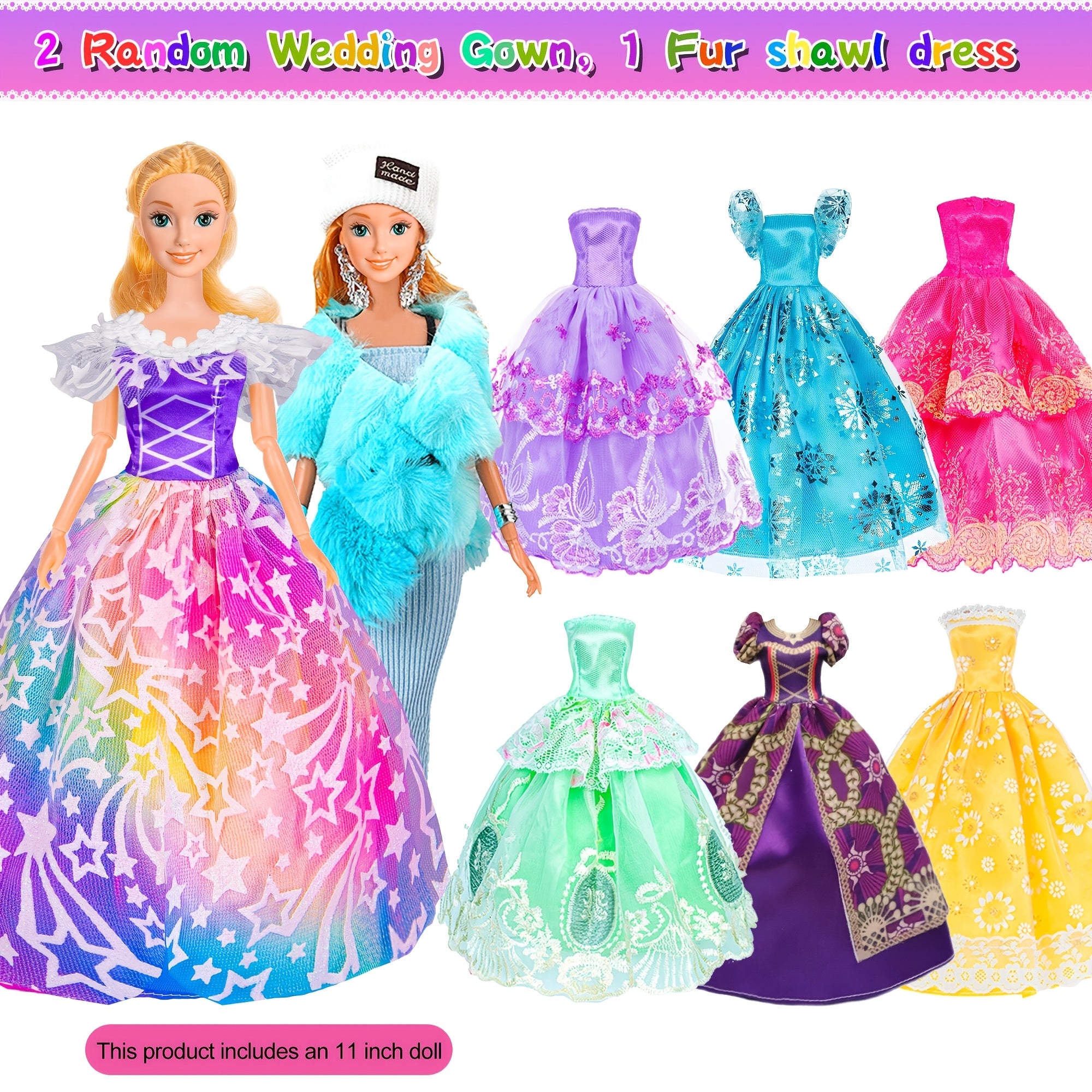 Fashion Doll Closet Playset 108pcs – 11.5 Inch Poseable Doll Wardrobe Wedding Gowns Shoes Handbags Crowns Accessories Gift for Girls Ages 6-12 Birthday Christmas