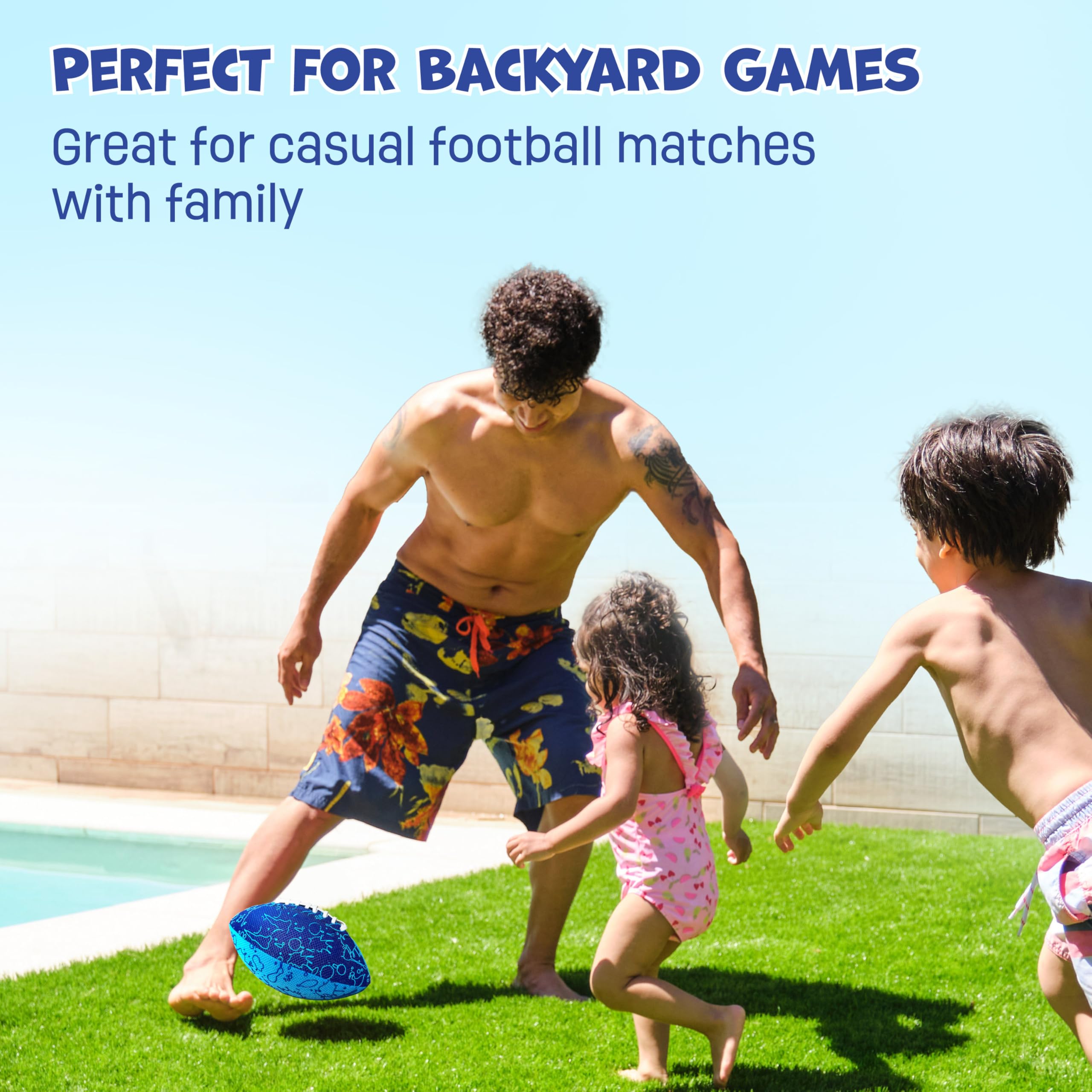 Waterproof Foam Football 6.5 Inch for Kids & Adults – Durable Double-Laced Pool Beach Outdoor Ball, Safe Soft Football for Boys Girls Ages 3+, Pool Party Water Sports Toy